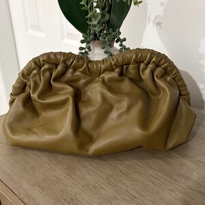 Mansur Gavriel Cloud Olive Gathered Leather Clutch